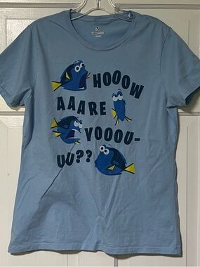 Disney Pixar Light Blue Dory Graphic short sleeve Tee with Yellow Accents